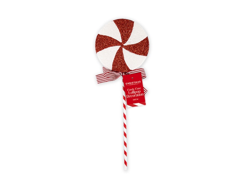 Wholesale Candy Stripe Glitter Lollipop Decoration 38cm