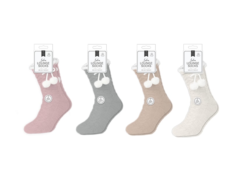 Wholesale Chenille Cable Lounge Socks with Grippers