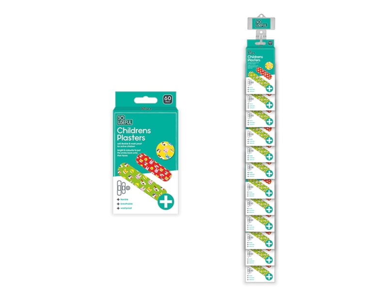 Wholesale Childrens Plasters 60pk With Clip Strip