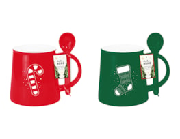 Wholesale Christmas Embossed Mug with Spoon