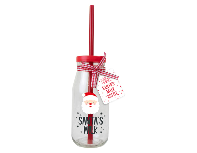 Wholesale Christmas Glass Milk Bottles | Bulk Buy Christmas Homeware