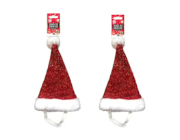 Wholesale Christmas Pet Tinsel Santa Hat