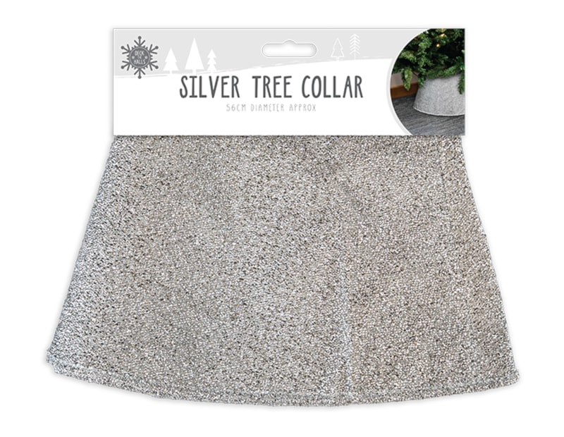 Wholesale Christmas Silver Glitter Tree Collar 56cm Dia