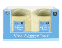 Wholesale Clear Adhesive Tape 3pk 25M CDU