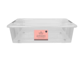 Wholesale Clip Lid Storage Box With Wheels 35L