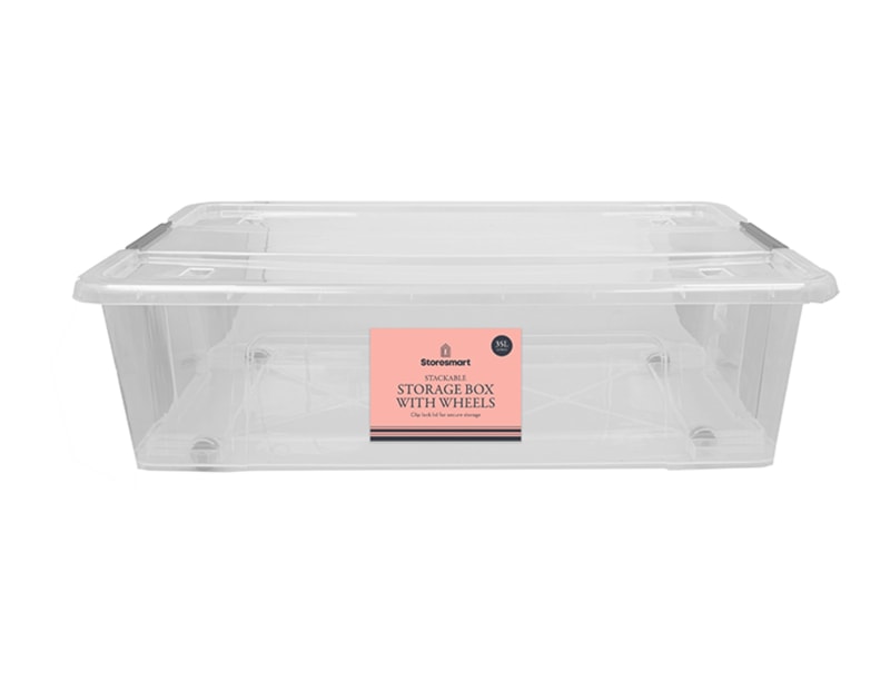 Wholesale Clip Lid Storage Box With Wheels 35L