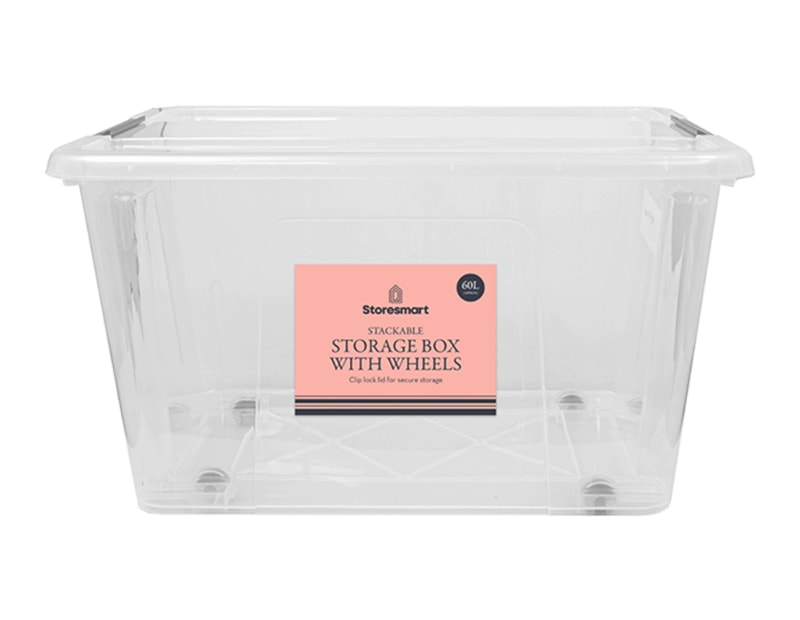 Wholesale Clip Lid Storage Box With Wheels 60L