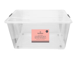 Wholesale Clip Lid Storage Box With Wheels 80L