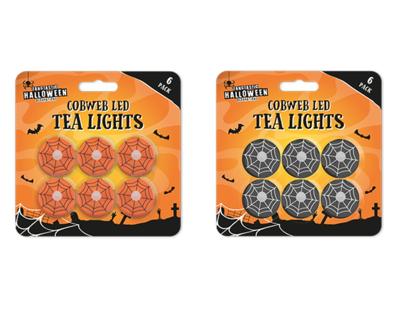 Wholesale Cobweb LED Tea Lights 6pk