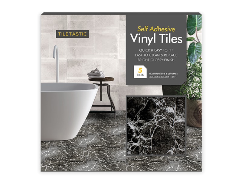 Wholesale Dark Marble Adhesive Vinyl Floor Tiles 5pk