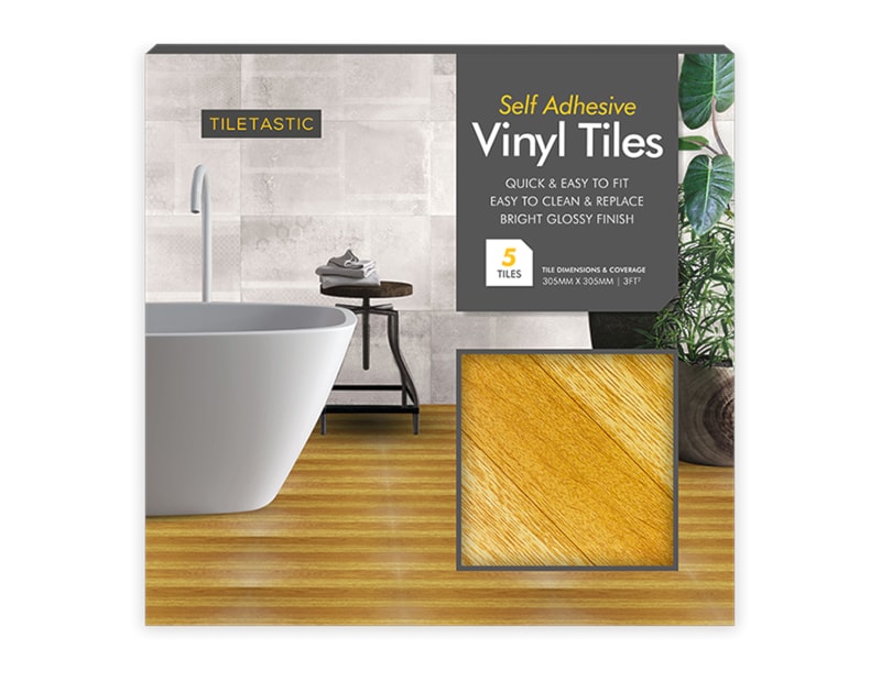 Wholesale Dark Wood Adhesive Vinyl Floor Tiles 5pk