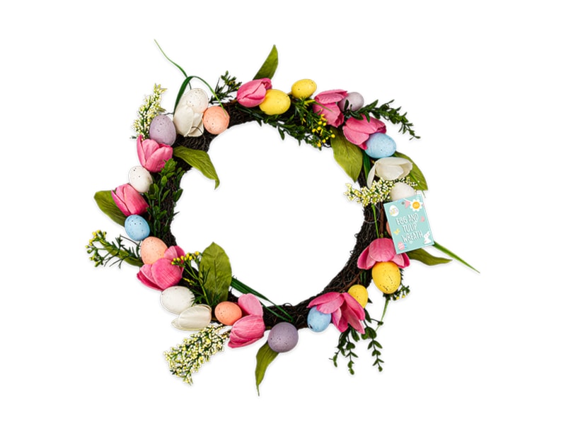 Wholesale Egg and Tulip Wreath 48cm