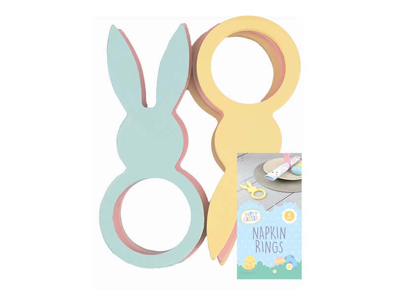 Wholesale Easter Wooden Napkins Rings 6pk |Gem imports Ltd