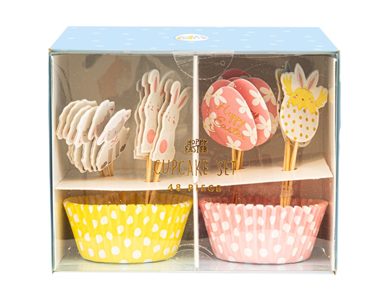 Wholesale Easter Cupcake Topper & Case Set 48pk