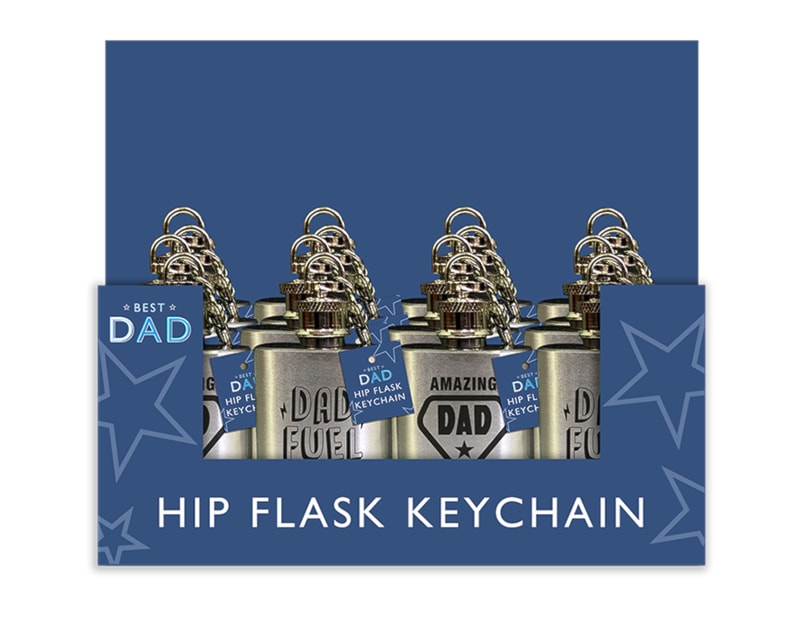 Wholesale Father's Day 10z Hip Flask Keychain PDQ | Gem imports Ltd