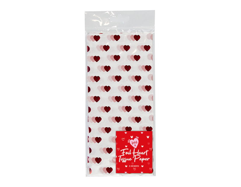 Wholesale Foil Heart Tissue Paper 3 Sheet