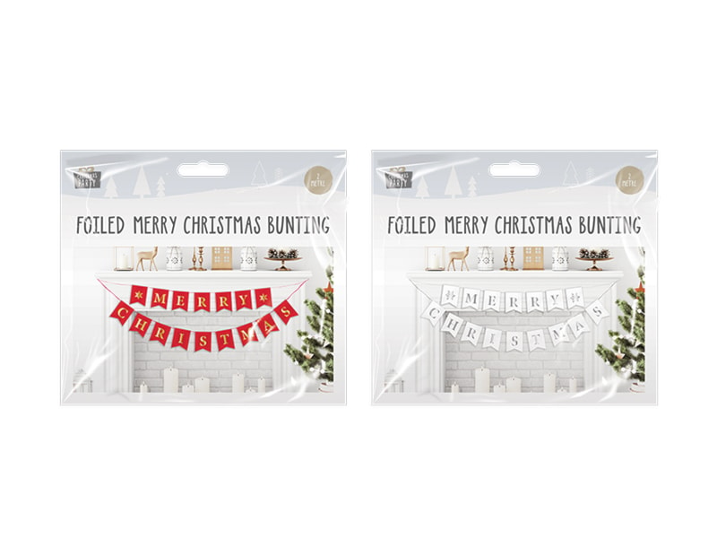 Wholesale Foiled Merry Christmas Bunting | Bulk Buy Christmas Partyware