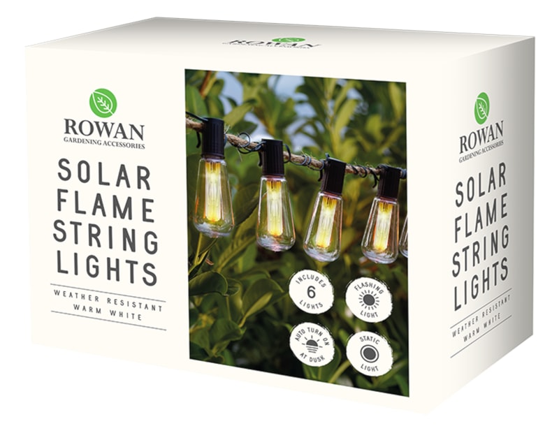 Wholesale 6 solar flickering flame string lights | Gem imports Ltd