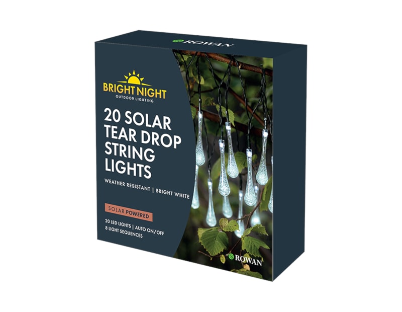 Wholesale Tear Drop Solar String Lights Bright White