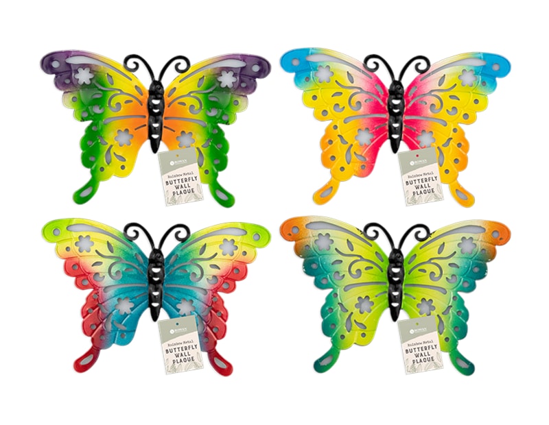 Wholesale Rainbow butterfly meal wall plaque | Gem imports Ltd.