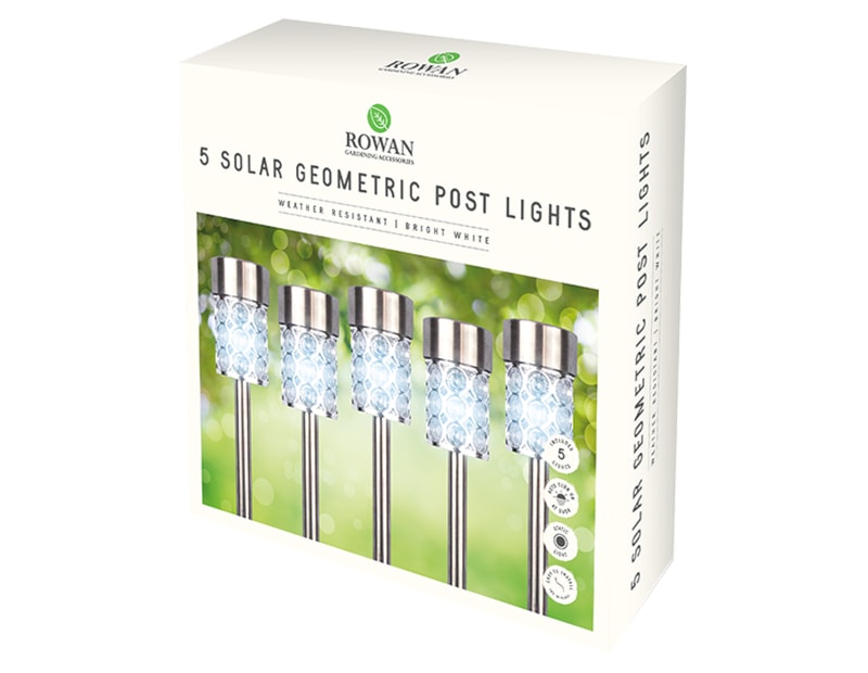 Wholesale Geometric Solar post lights 5pk | Gem imports Ltd.