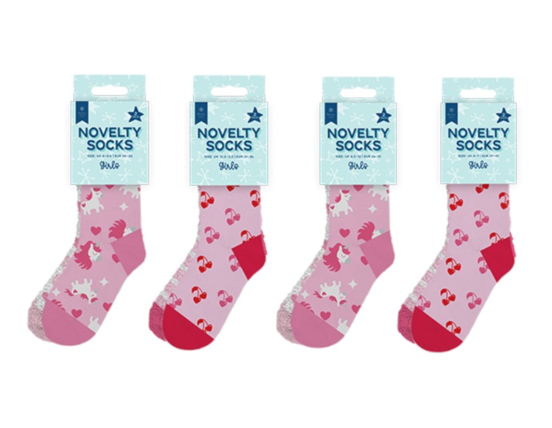 Wholesale Girls Novelty Cosy Socks 2pk