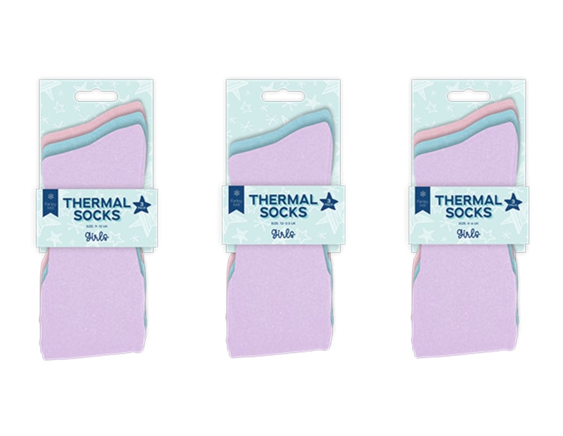 Wholesale Girls Thermal Socks 3pk