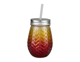 Wholesale Glass ombre Mason Jar with straw