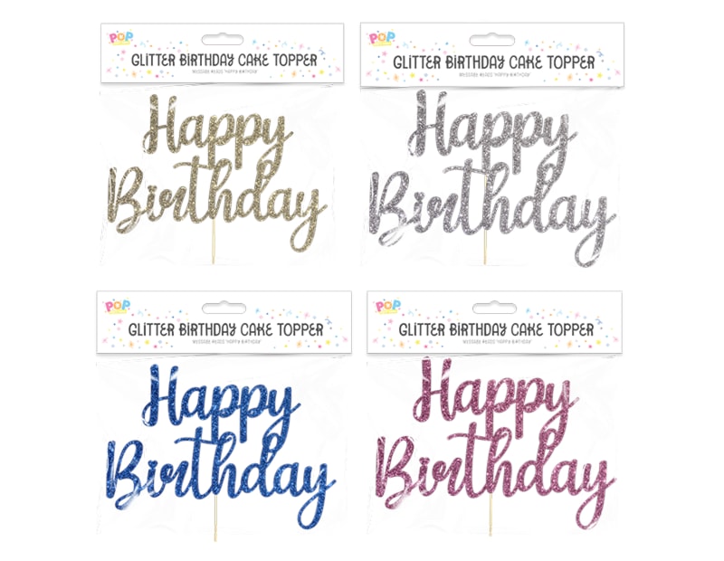 Wholesale Glitter Happy Birthday Cake Topper