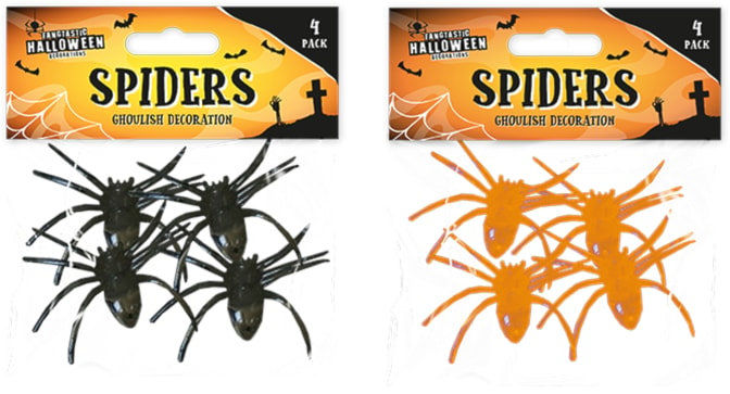 Halloween Glitter Spiders - 4 Pack