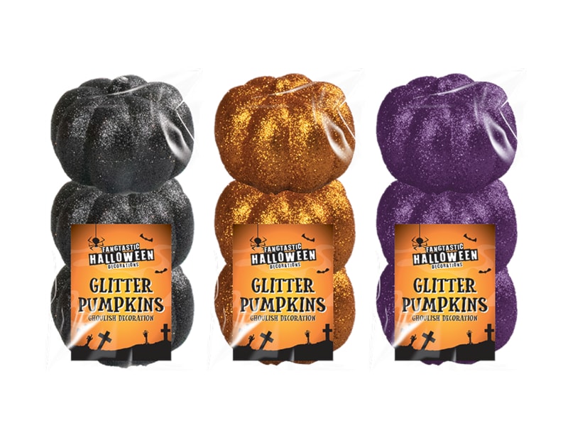 Wholesale Foam Glitter Pumpkins 3 Pack