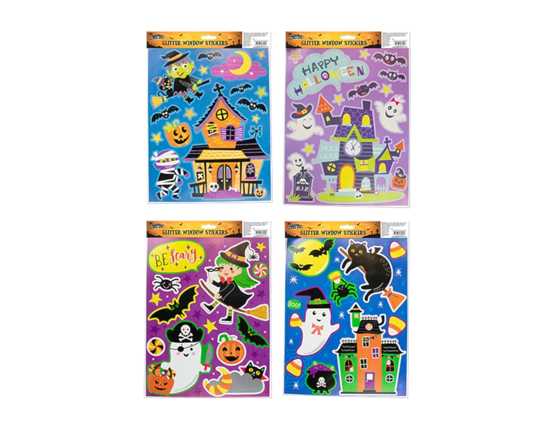 Wholesale Halloween Colourful Glitter Window Stickers | Gem Import Ltd