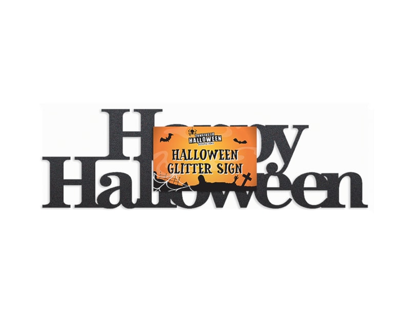 Wholesale Happy Halloween Black glitter sign