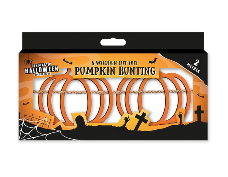 Wholesale Halloween Wooden Cut Out Pumpkin Bunting