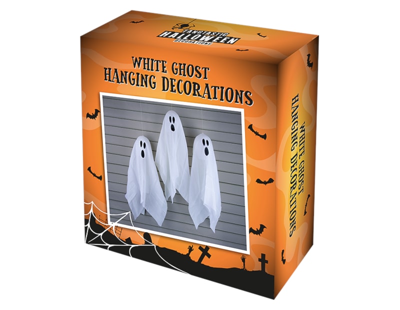 Wholesale Halloween White Hanging Ghost Decorations 3pk