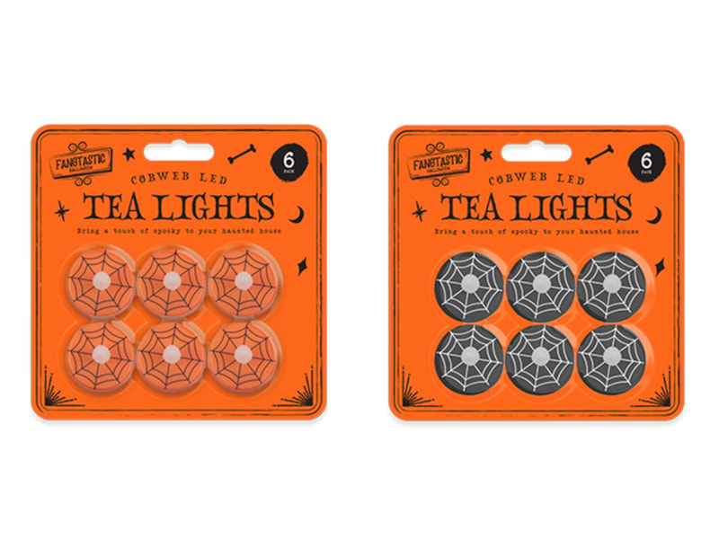 Wholesale Cobweb LED Tea Lights 6pk