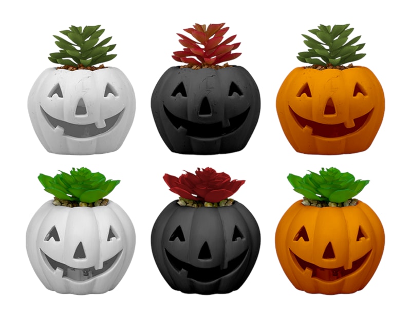 Wholesale Halloween LED pumpkin with Succulent