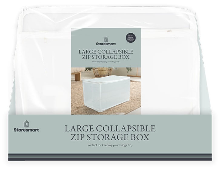 Wholesale Large Collapsible Zip Storage Box 30X52X30CM CDU