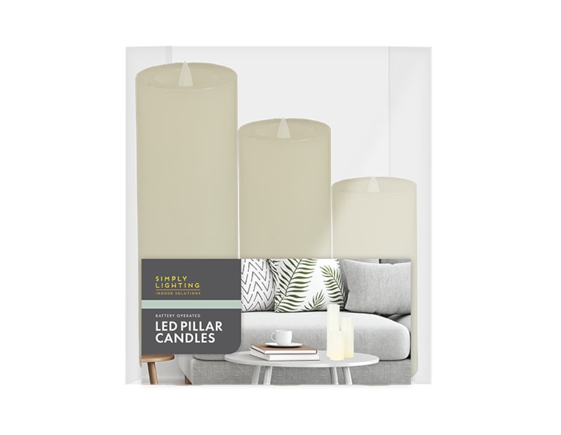 Wholesale LED Pillar Candles 3pk