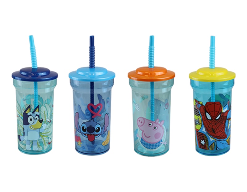 Wholesale LICENSED CLEAR STRAW TUMBLER 460ML ASSTD