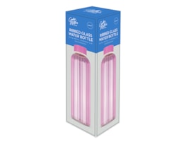 Pink Ribbed Glass Water Bottle 500ml