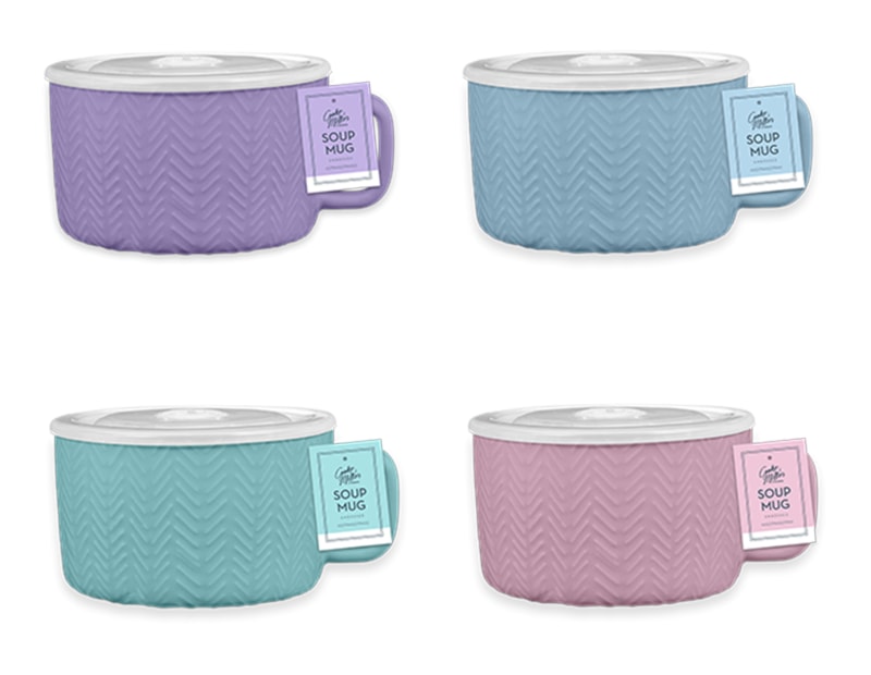 Wholesale Pastel Embossed Soup Mug