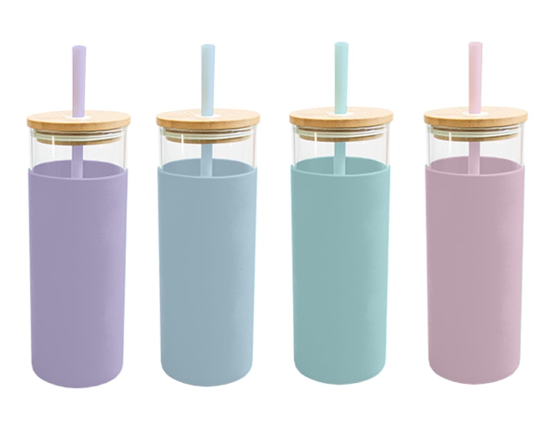 Wholesale Pastel Glass Bottles With Straws