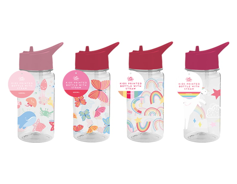 Wholesale Girls Printed Bottle With Straw