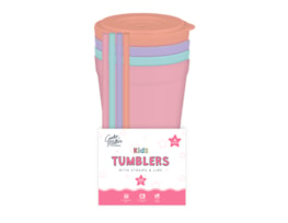 Wholesale Girls Tumblers with Straws and Lids 4pk