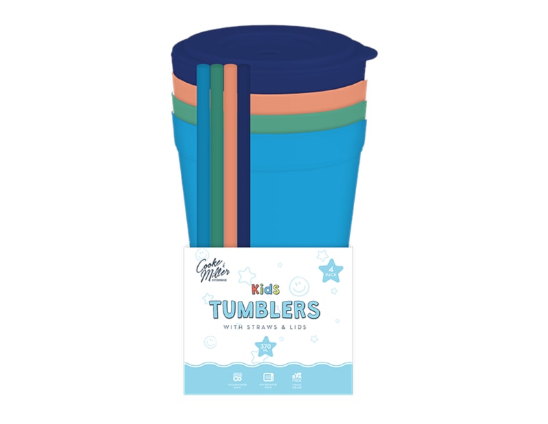 Wholesale Boys Tumblers with Straws and Lids 4pk