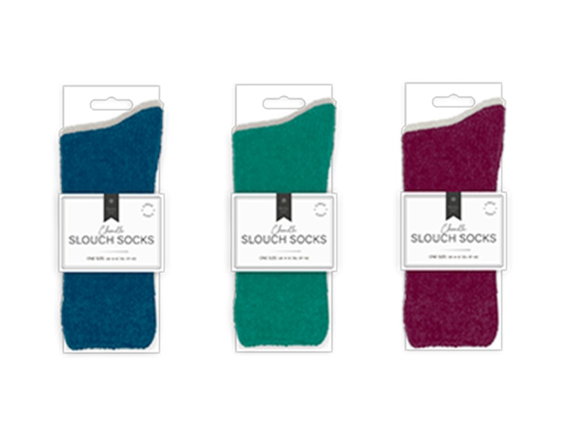 Wholesale Ladies Plain Chenille Slouch Socks 2pk