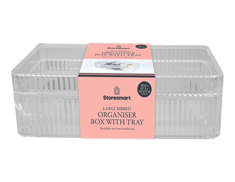 Wholesale Large Ribbed Organiser Box with Tray