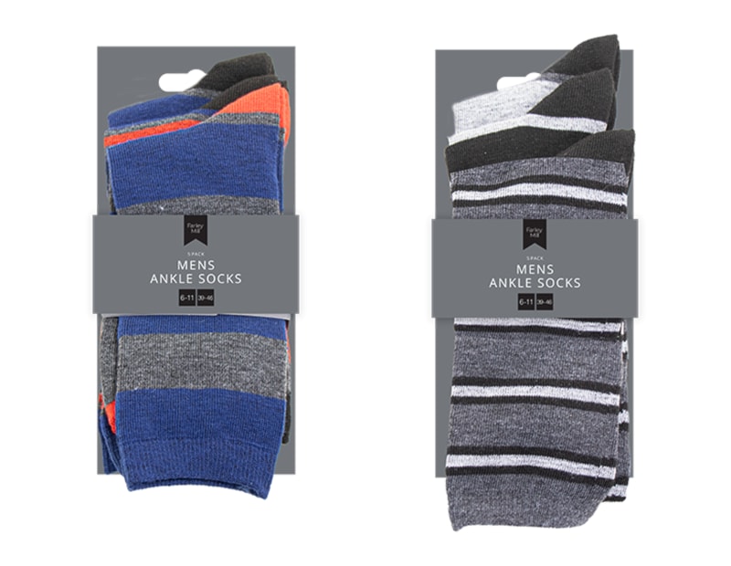 Wholesale Mens Stripe Ankle Socks 5 Pairs