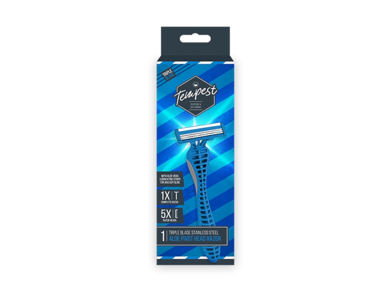 Wholesale Mens Three Blade Aloe Pivot Head Razor 6pk